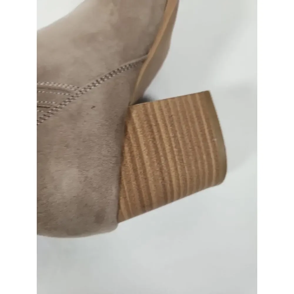 LC LAUREN CONRAD Ankle Boot Womens 7.5M Tan Faux Suede Boho Western Cowgirl